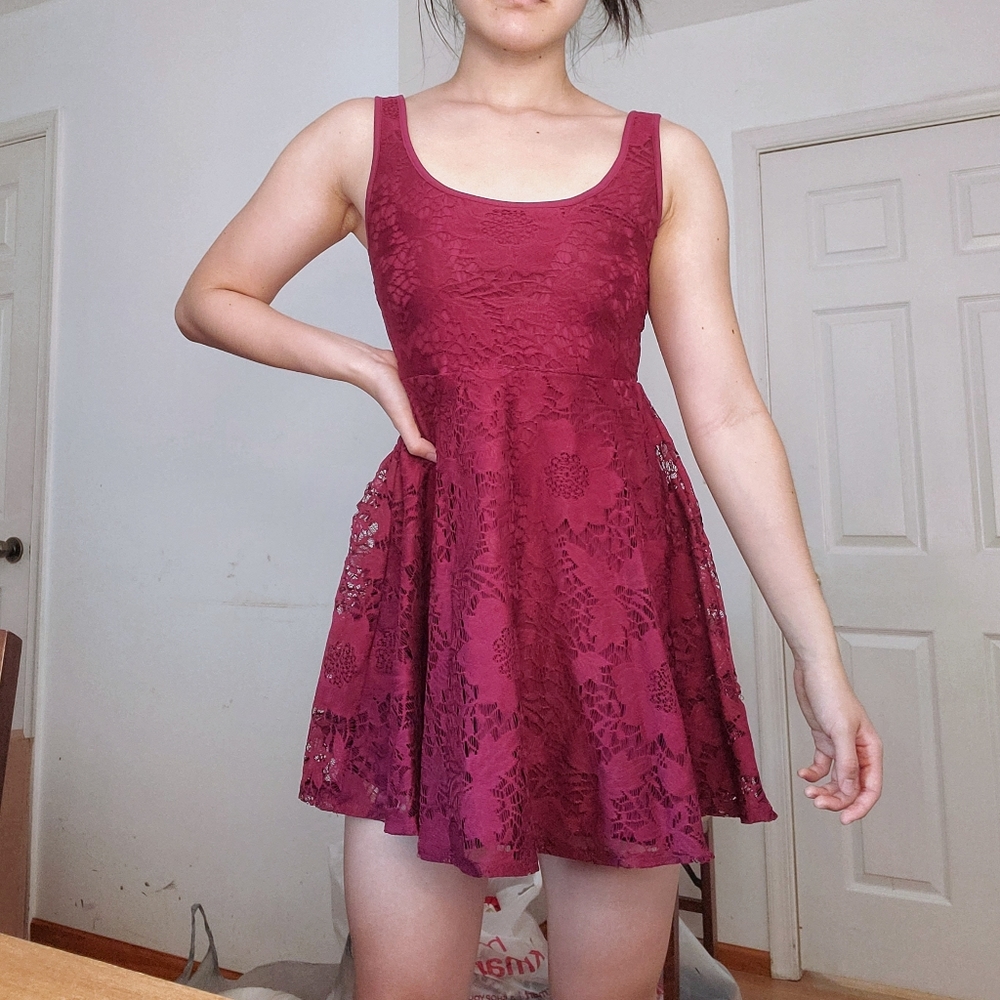 Maroon lace dress